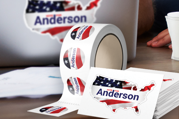 "Vote for Anderson" roll labels and stickers